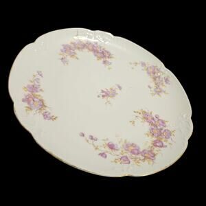 Antique M.Z. Austria Porcelain Plate Purple Floral Gold Trim Embossed 8.5" Vtg